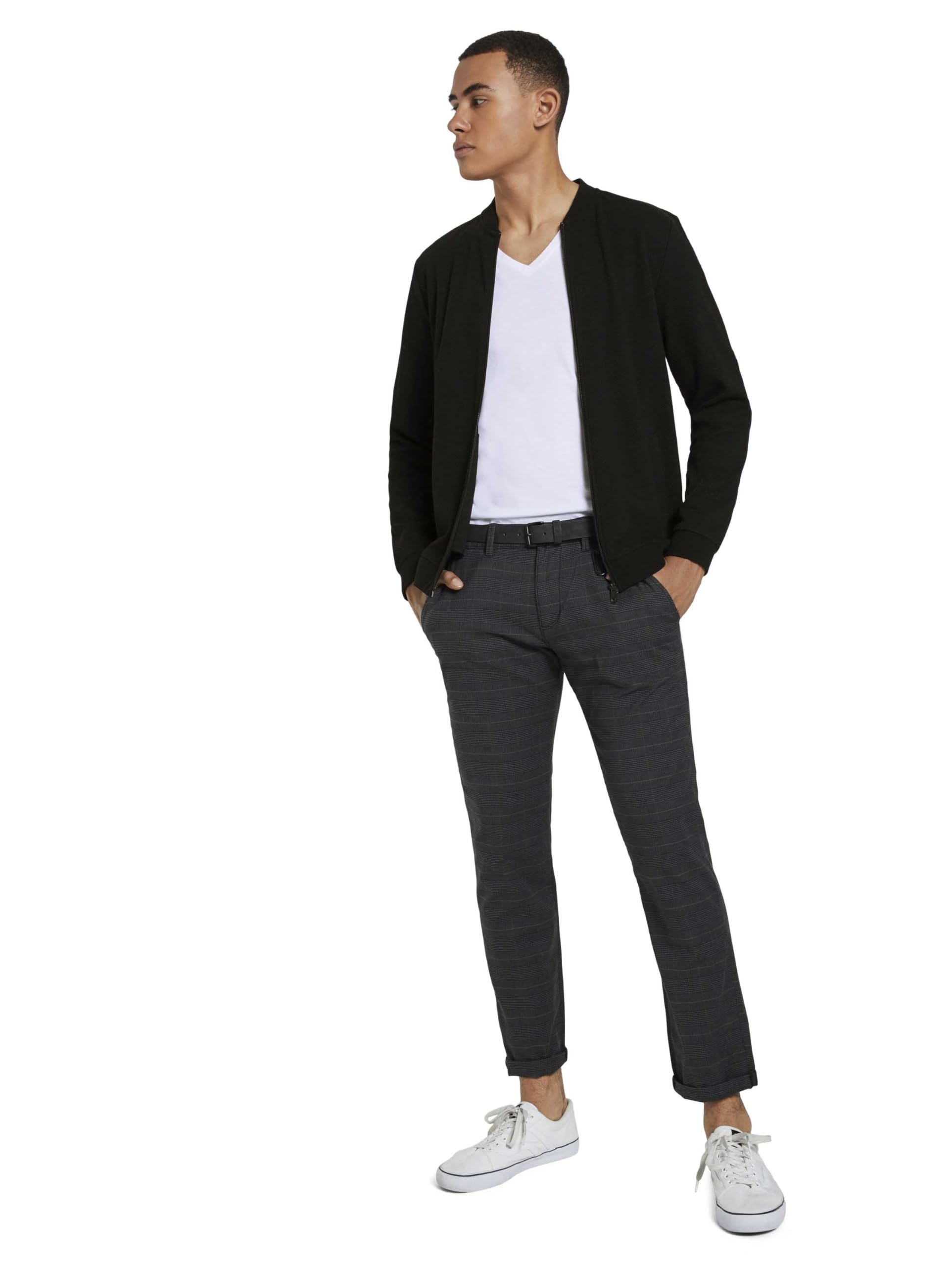 TOM TAILOR Denim 1020451 Proste spodnie chinosy z paskiem Mężczyźni