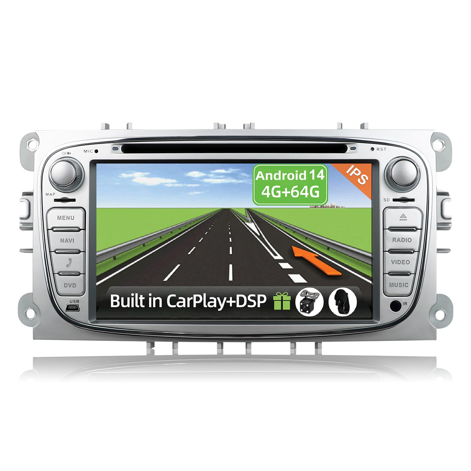 Autoradio 2+32G Android 11 Pour Ford Focus/Ford Mondeo/S-max/Galaxy/Focus Avec Wireless Carplay Android Auto 7 Pouces Bluetooth GPS - Auto