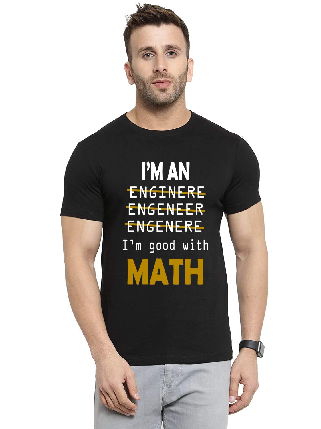 rhymax Unisex Cotton Engineer T Shirt Funny Quote Sarcasm Math Print Round Neck Black Half Sleeve – S to XXL-picture-58