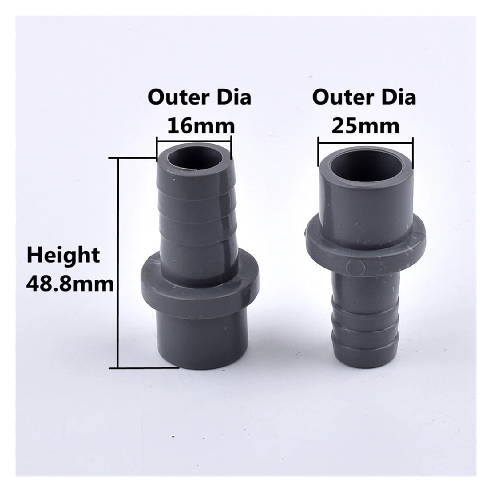 Conector de Manguera de PVC Gris, Accesorios de riego for jardín, Tubo rígido de plástico, 2/5/10/30 Piezas, 20 mm, 25 mm a 5/8/10/12/14/16/18/20 mm(Outer Dia 25mm-16mm,30Pcs)