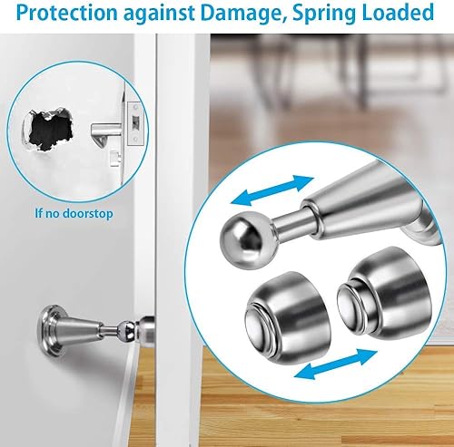 Miniatura 5 de Tope de puerta, tope de puerta magnético, cierre magnético de agarre suave, sujeción de puerta abierta, acero inoxidable, níquel satinado cepillado