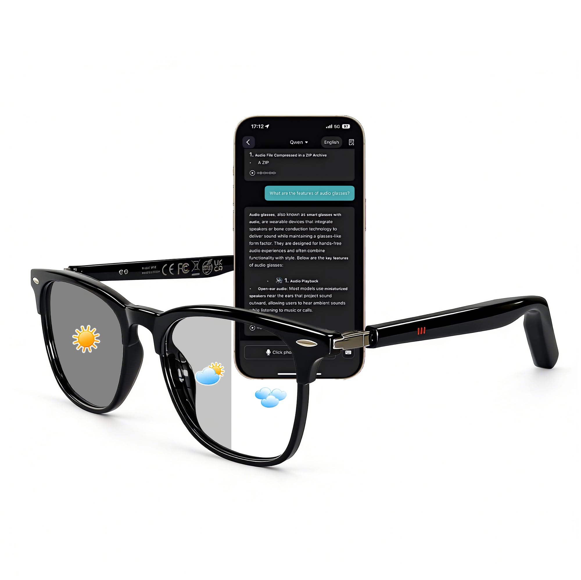 Smart Camera Glasses with 5MP Ultra-Wide Camera HD 1080P, Blue Light Blocking, AI Voice Control, 4H Playtime, Wi-Fi/Bluetooth 5.3 for HD Video & Immersive Audio（MK03）-image-17