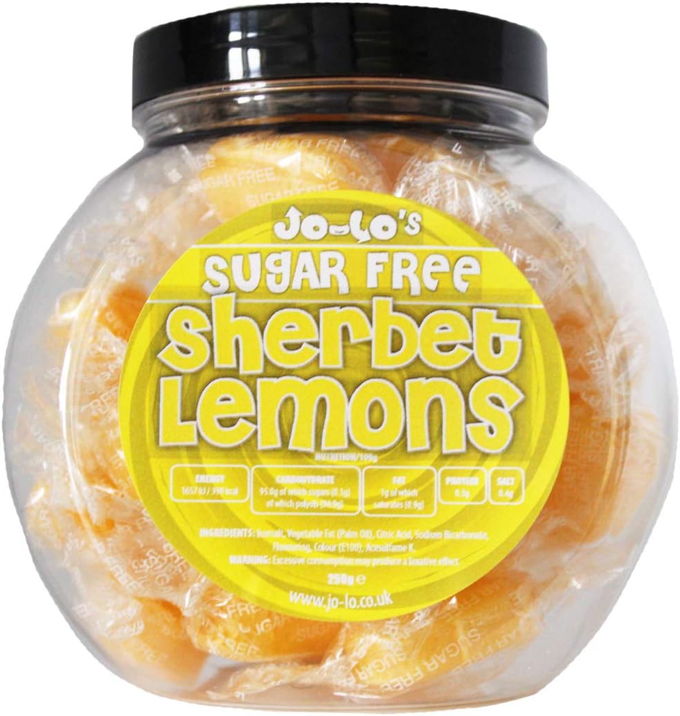 Jo-Lo Sugar Free Sweets - Sherbet Lemons - 250g Jar