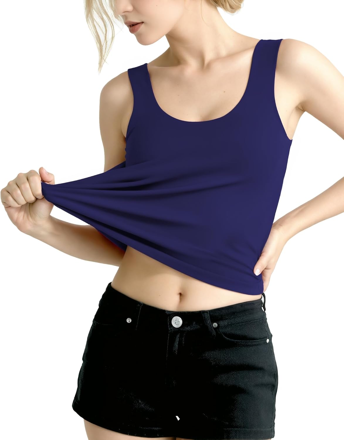 MANGOPOP Women's Scoop Neck Tank Top Double Lined Sleeveless Tops for Women Casual Basic Slim Summer Outfits 2026 - Image 5