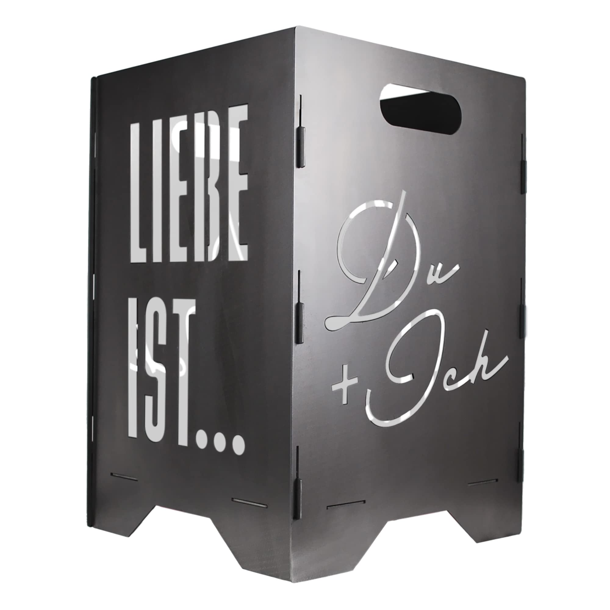 EXTRAVAGANT® Feuertonne Feuerstelle Feuerkorb Feuersäule für den Garten Terrasse Stahl Rostoptik Unikat Edelrost Geschenk Liebe