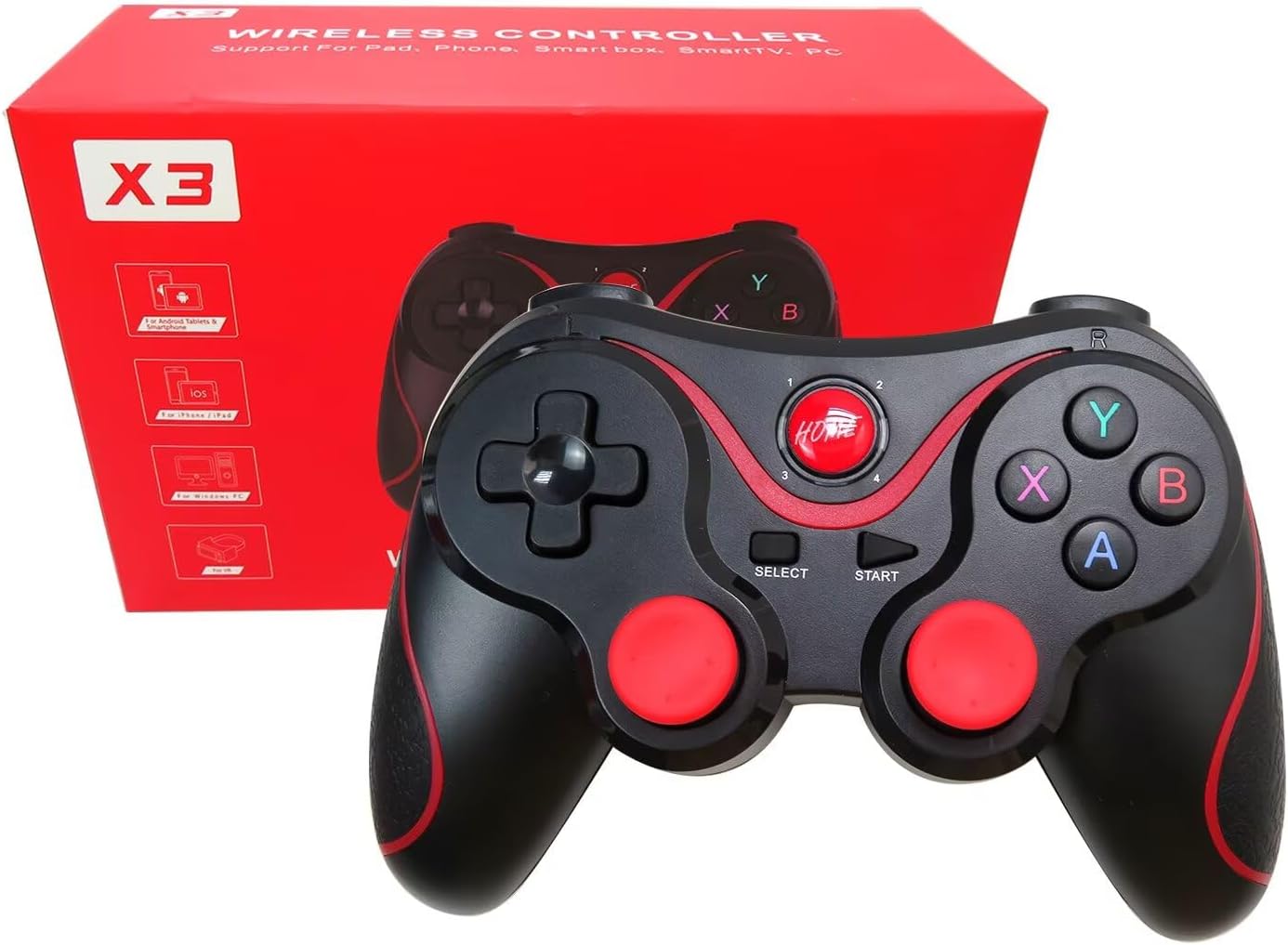 Suifaqi Upgraded X3 Wireless Bluetooth 3.0 Gamepad Game Controller for Android System (Smartphone, TV Box, Smart TV, Tablet) and PC, 400mA Ba-ttery Li-Ba-ttery