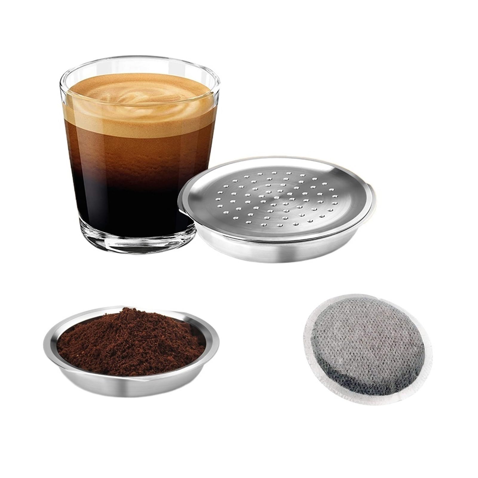 INEOUT Tapas De Cápsulas De Café De Acero Inoxidable Compatibles con La Máquina De Café Philips Senseo Herramientas De Filtro De Café Recargables Coffeeware (Color : Dark Khaki)