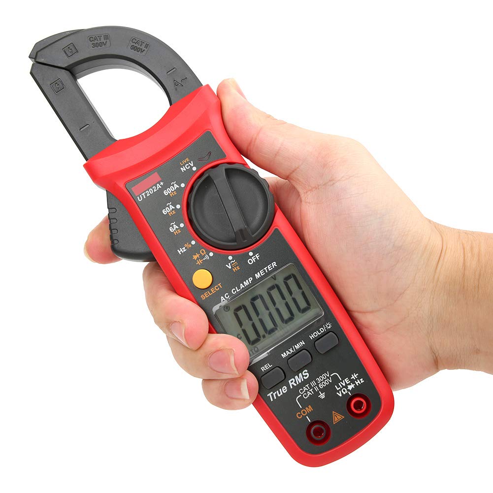 UT202A + Mini-Handmessgerät mit automatischem Bereich und True-RMS-Zangenmessgerät, Multitester für die Prüfung der Spannungsstromwiderstandskapazität