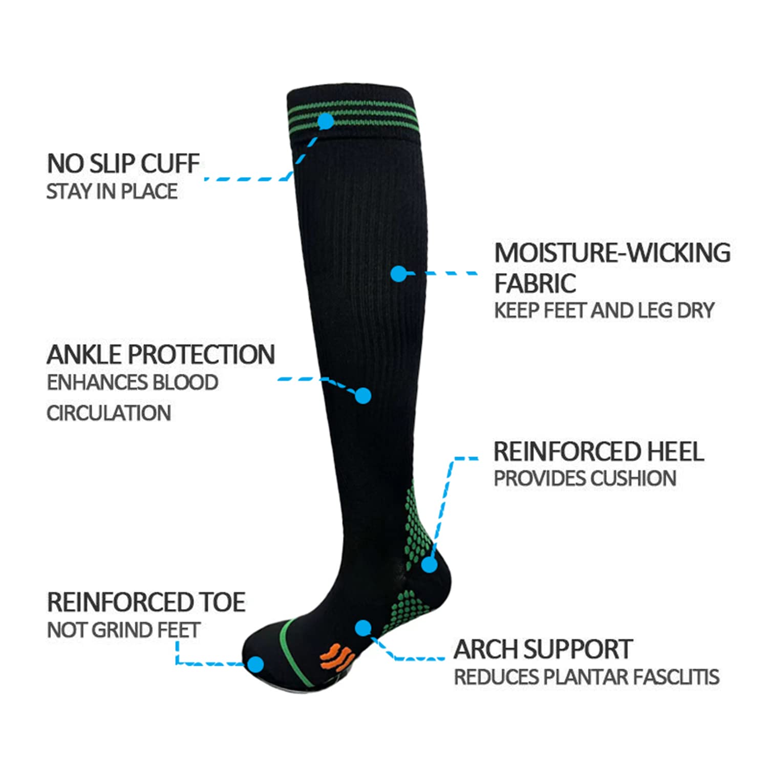 Calze a Compressione per la circolazione di Donne e Uomini 7 Paia di Calze Sportive a Compressione da Corsa Calze da Calcio Elastiche per Atletica, Viaggi
