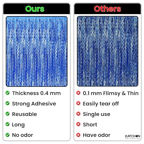 Image of 2 Pack Wavy Blue Backdrop - 3.2x6.5 Feet | Blue Foil Fringe Curtain for Mermaid Birthday Decorations | Fringe Backdrop for Under The Sea Party Decoration | Ocean Themed Party Decorations, KatchOn