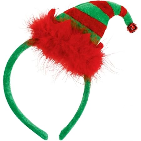 Elf Hat on a Headband Fluffy with Bell 