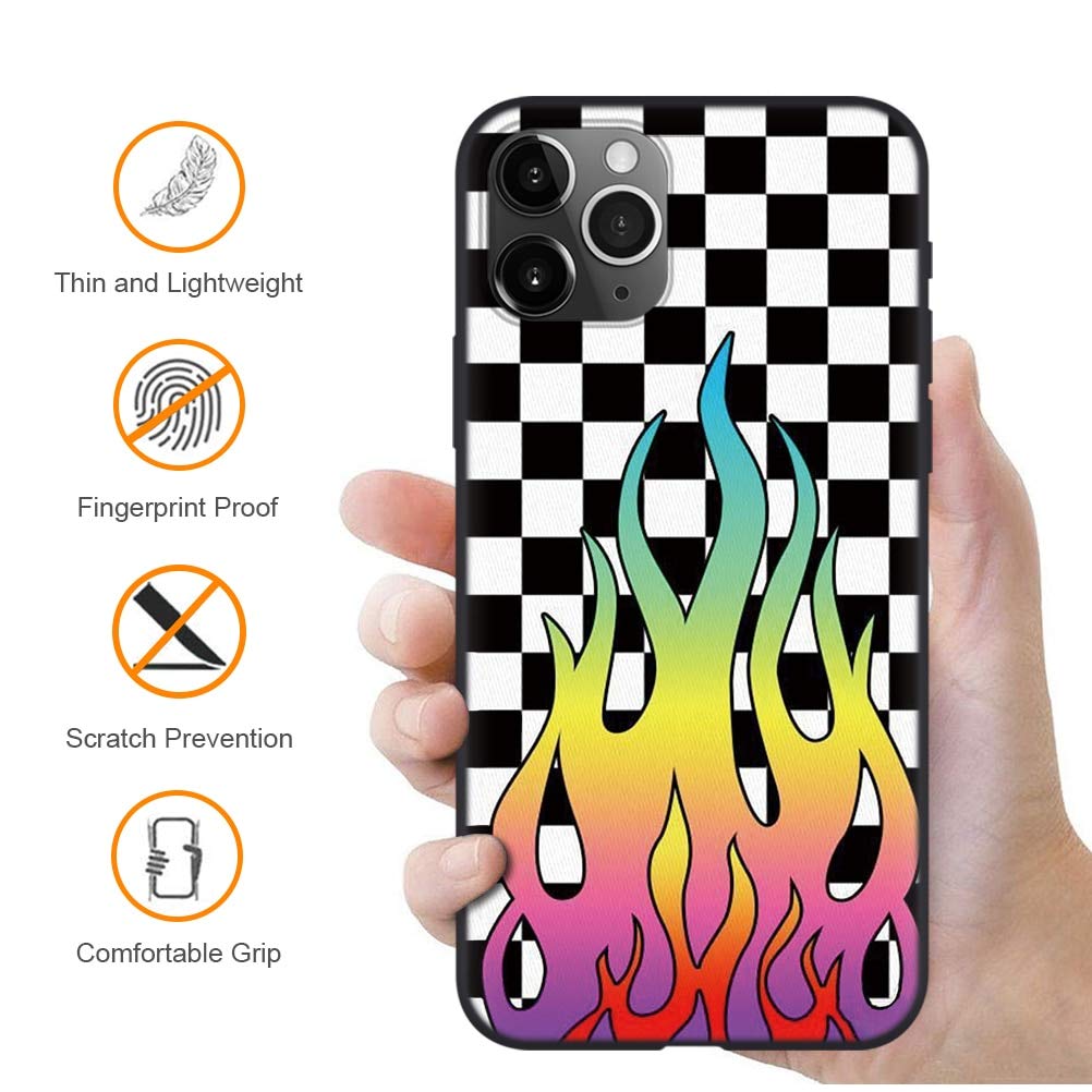 Yoedge Nero Custodia Cover per iPhone 12/iPhone 12 Pro 6.1Pollici Cover Cartone Custodia Protettiva Sottile in Silicone Gel Morbida per iPhone12 Animato Carino Moda Protezione Case,Fiamma