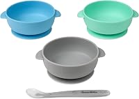 UpwardBaby Silicone Baby Bowls with Suction & Easy-Grip Spoon Set - BPA Free, Microwave Safe for Toddlers 1-3 Self-Feeding (4pc)