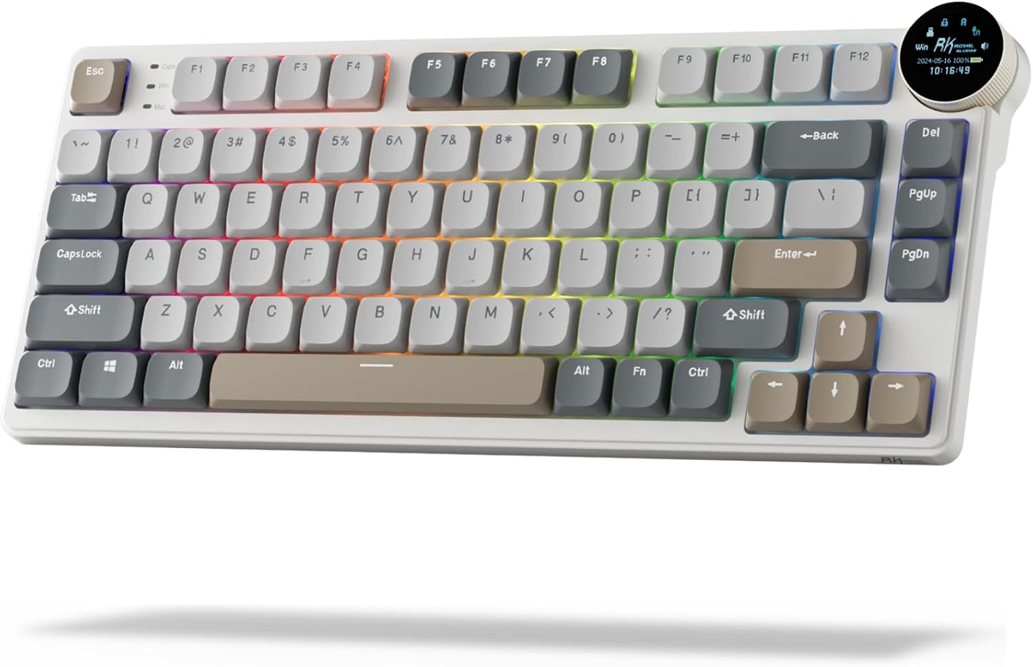 N80 Low Profile Mechanical Keyboard w/Smart Display Screen | 75% Top Mount 3-Modes Wireless Mechanical Keyboard with Knob, Software Support, Massive Battery, Custom Switch, Retro Grey