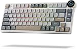 RK ROYAL KLUDGE N80 Clavier mécanique à faible profil avec écran d'affichage intelligent & Tronçon, montage supérieur 75% Clavier sans fil BT/2.4G/USB-C, support logiciel, batterie massive, 80 Clés, commutateurs rouges linéaires silencieux