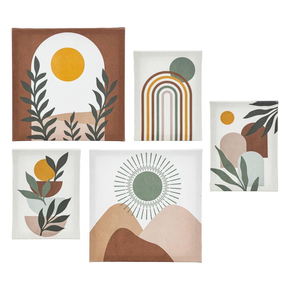 Atmosphera - Lot de 5 toiles imprimées cynthia beige 15x20/​25x25cm