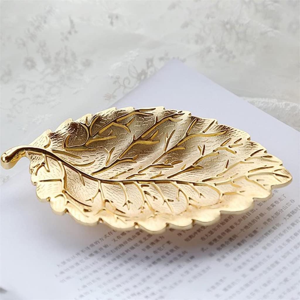 FMURY Metal Dried Fruit Plate Leaf Shape Plate Necklace Jewelry Display Tray Crafts Jewelry Organizer Nordic Tabletop