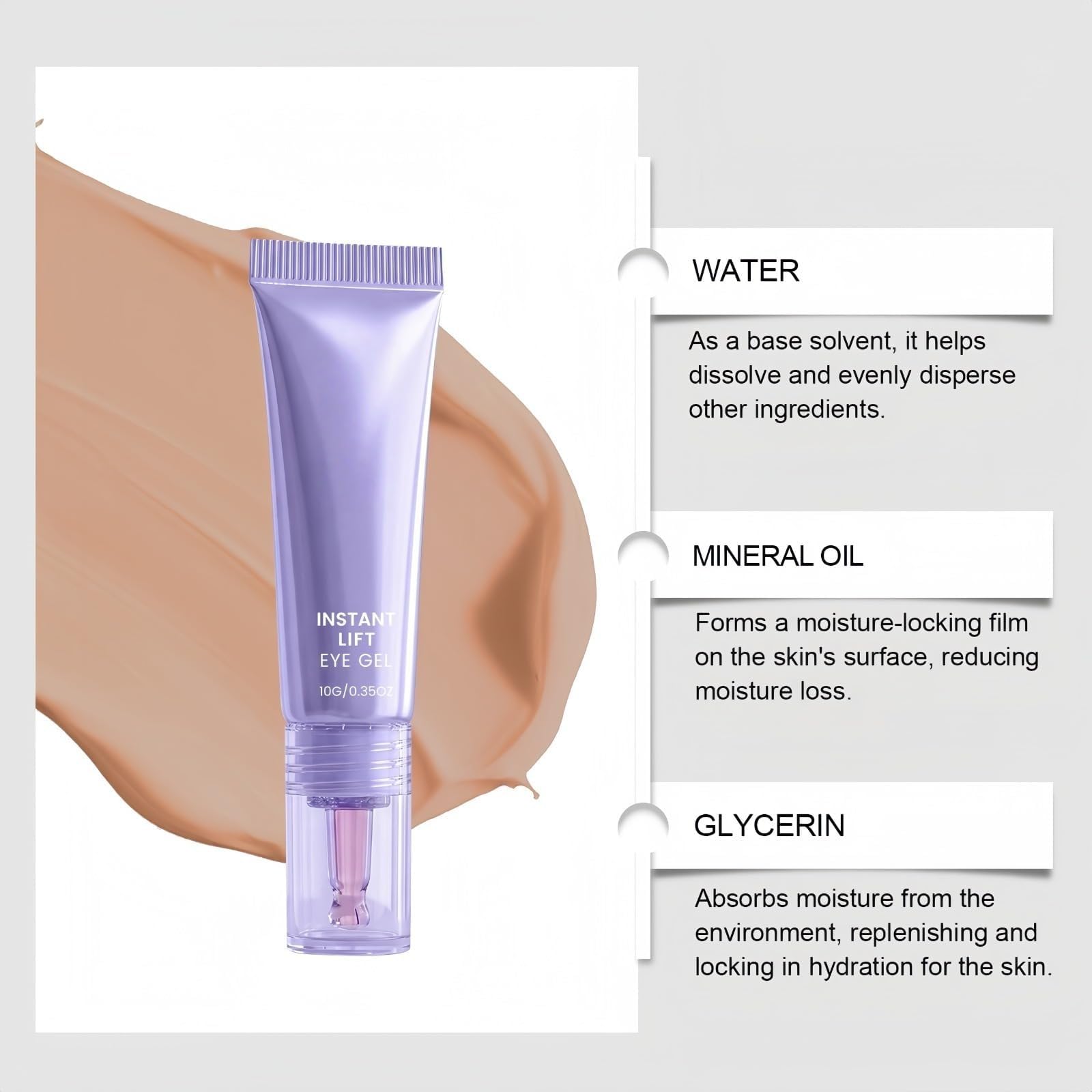 Gel lifting istantaneo per gli occhi, Retinol Creme Contorno Occhi, Anti-occhiaie, Crema Riparatrice Occhi Idratante, Corregge rughe, tasche, occhiaie e rilassamento del contorno oculare. | Idratare e levigare la pelle del contorno occhi.