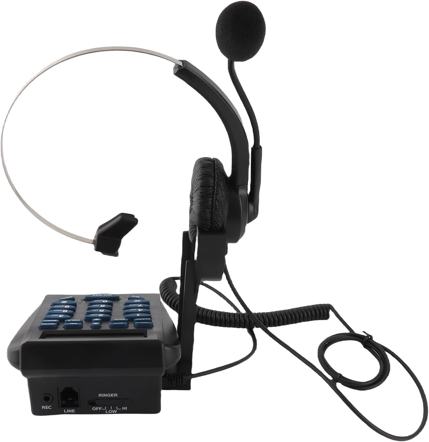 ASHATA Call Center Headset - Office Telephone Headset with Multi-Functional Dial Pad, DTMF Caller ID Display, Noise-Canceling, Ergonomic Design, and Traffic Management for Customer Service Use