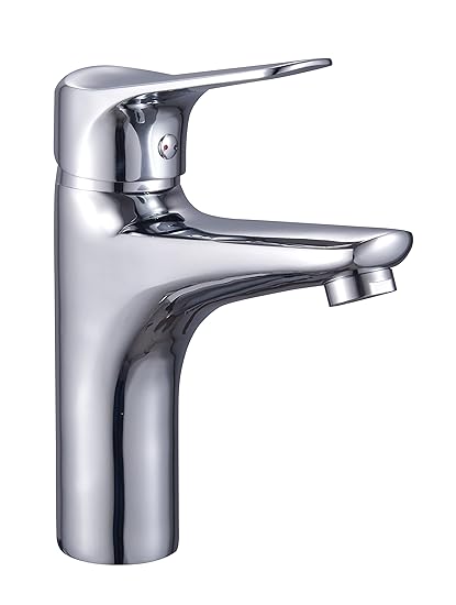 VALDENO Bathroom Basin Hot and Cold Mixer Rossi, Bathroom Sink Tap, Polished Chrome, Single Lever Faucet, Water Saving Aerator, Soft Water Flow, 1 Year Warranty