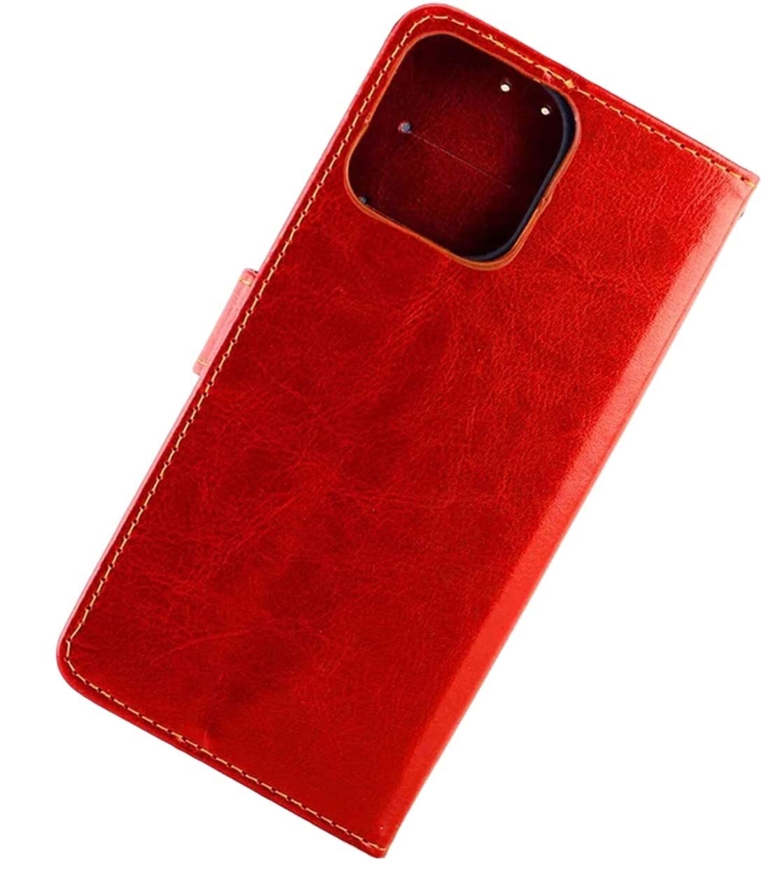 KANUZ Funda para iPhone 13/13 Mini/13 Pro/13 Pro Max, funda de cuero con ranura para tarjetas con carcasa de TPU a prueba de golpes, cierre magnético (color: rojo, tamaño: 13 mini 5.4 pulgadas)