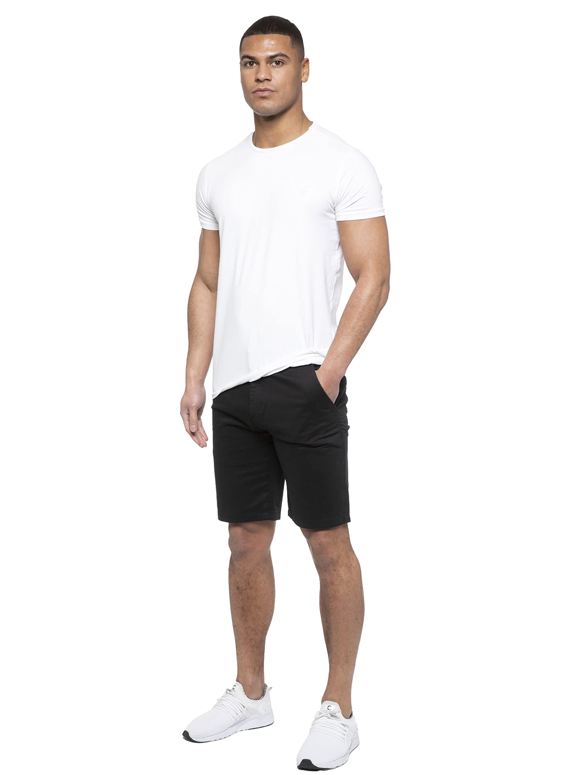 989Zé ENZO Mens Shorts Cotton Chino Pants Summer Casual Smart EZS429 Black 34