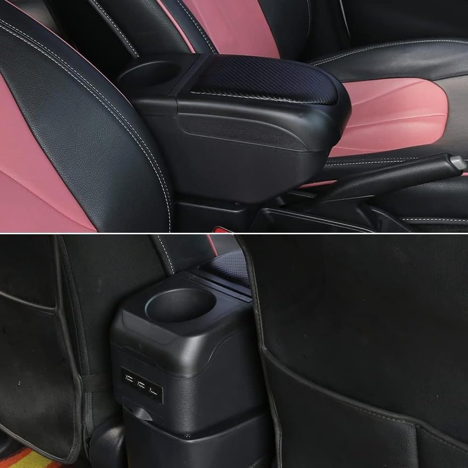 Organizer voor Armsteun Middenconsole Armsteun Doos Voor Mazda 2 Lederen Armsteun Middenconsole Opslag USB Auto Accessoire armsteun (Color : C2 Black Line