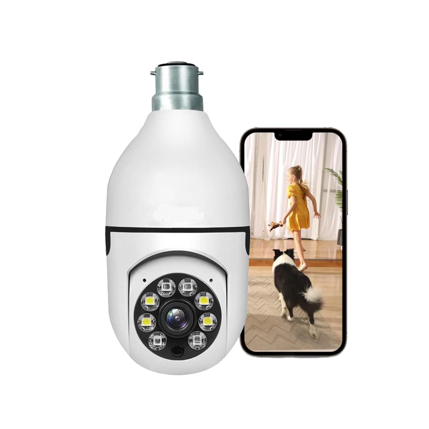 Wi-Fi Camera CCTV Camera 1080p Wireless PTZ Bulb Shape V380 Pro | Indoor 360° Smart Home Security Camera Light Vision 24x7 Continuous Recording with Motion Sensor LED Lights (Light Bulb)-image-14