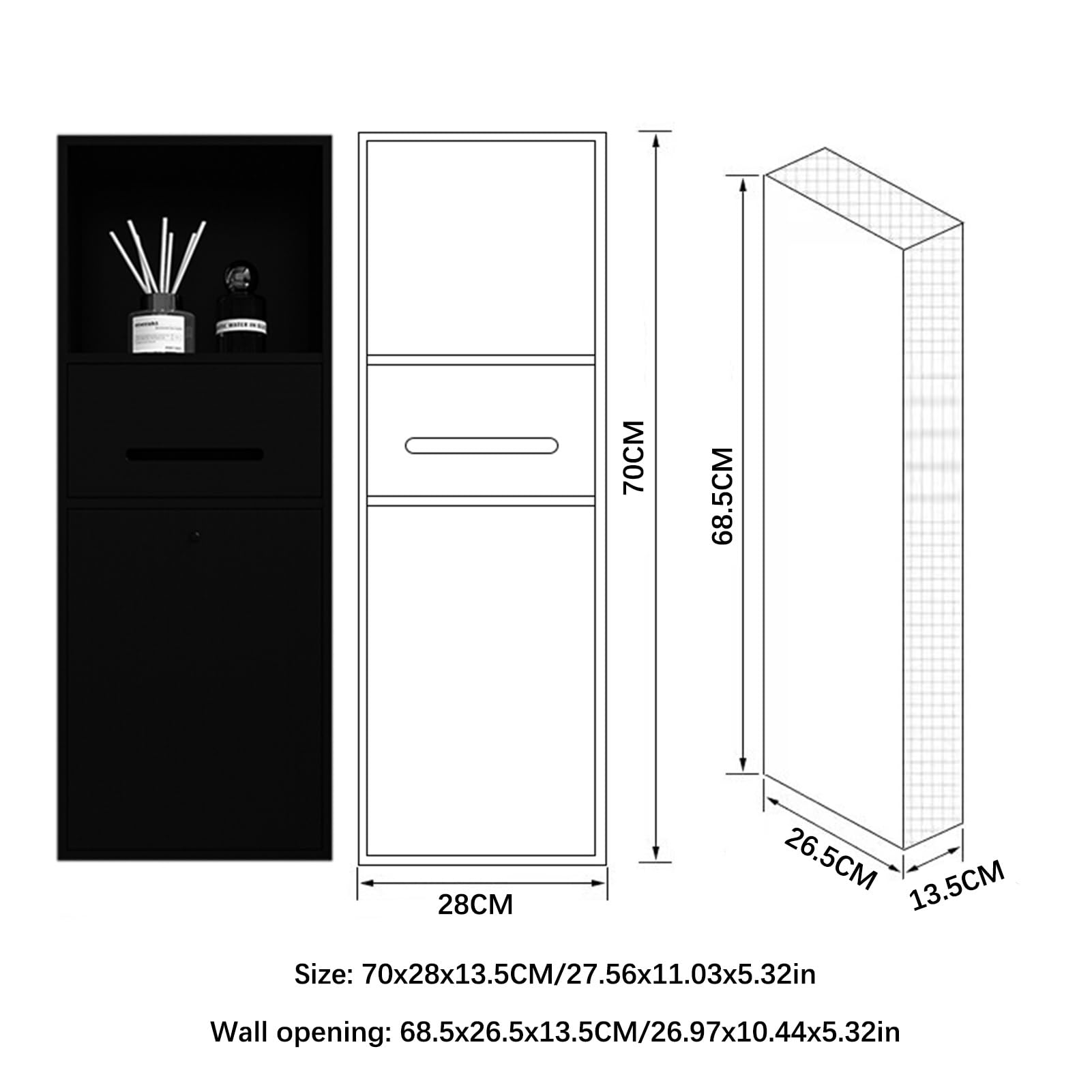 Złota wnęka prysznicowa ze stali nierdzewnej, wodoodporna półka ścienna do wpuszczania w ścianę na szampon, kosmetyki i papier toaletowy, stylowy organizer do łazienki, kuchni i salonu (rozm
