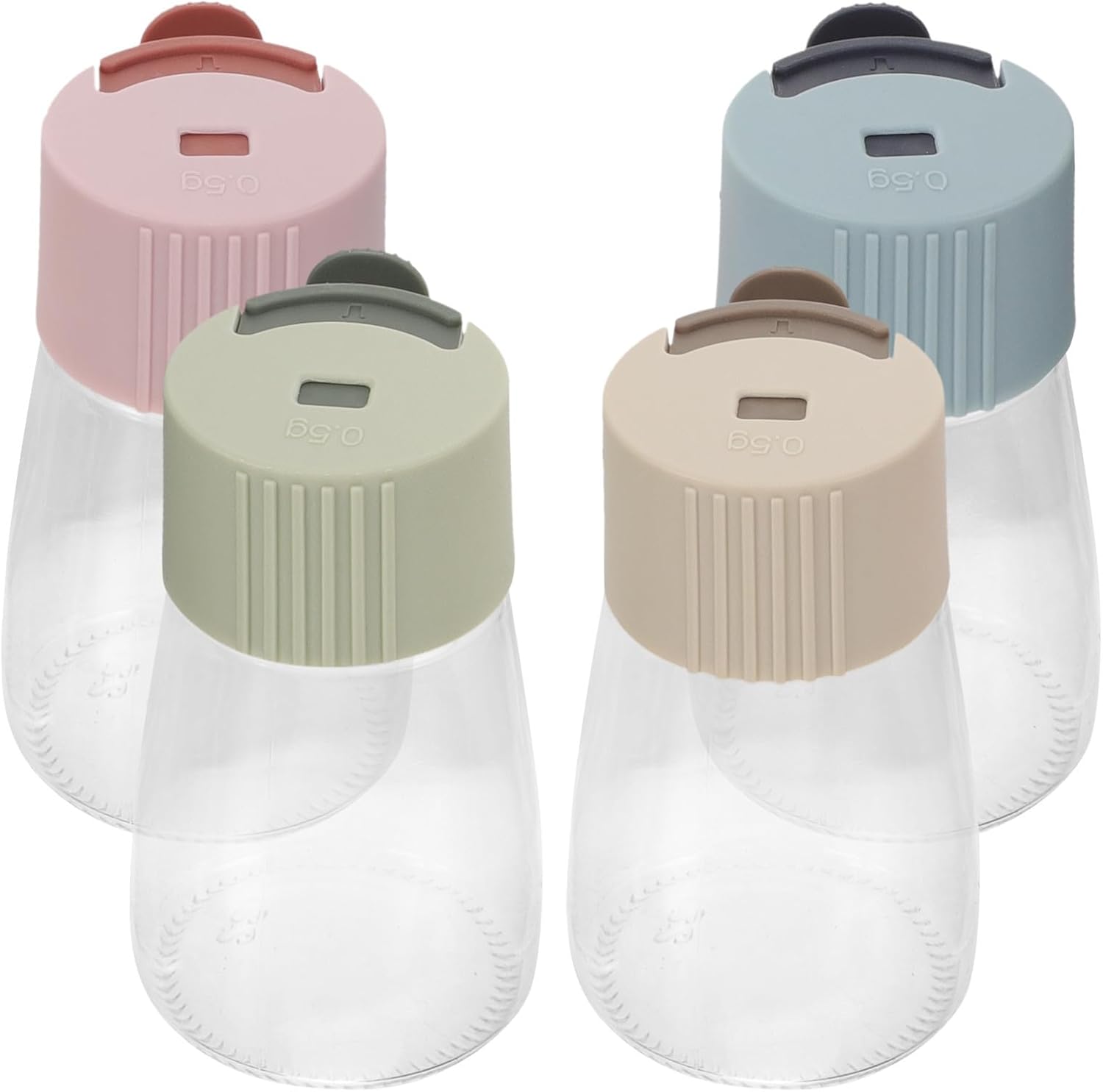 Seasoning Containers Set Salt and Pepper Shakers Glass 4pcs for Kitchen Use, Small for Storing Seasonings and Keeping Kitchen Tidy, for Cooking and Food Preparation