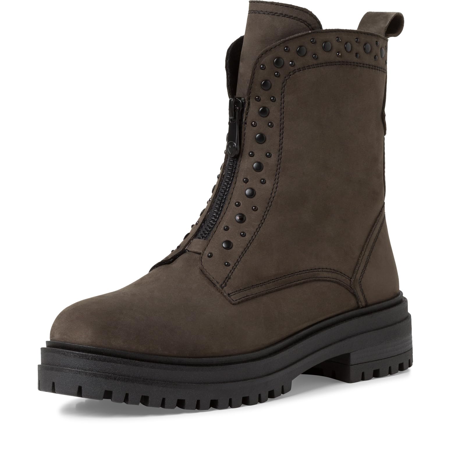 MARCO TOZZI Damen Stiefeletten ohne Absatz aus Leder mit Reißverschluss