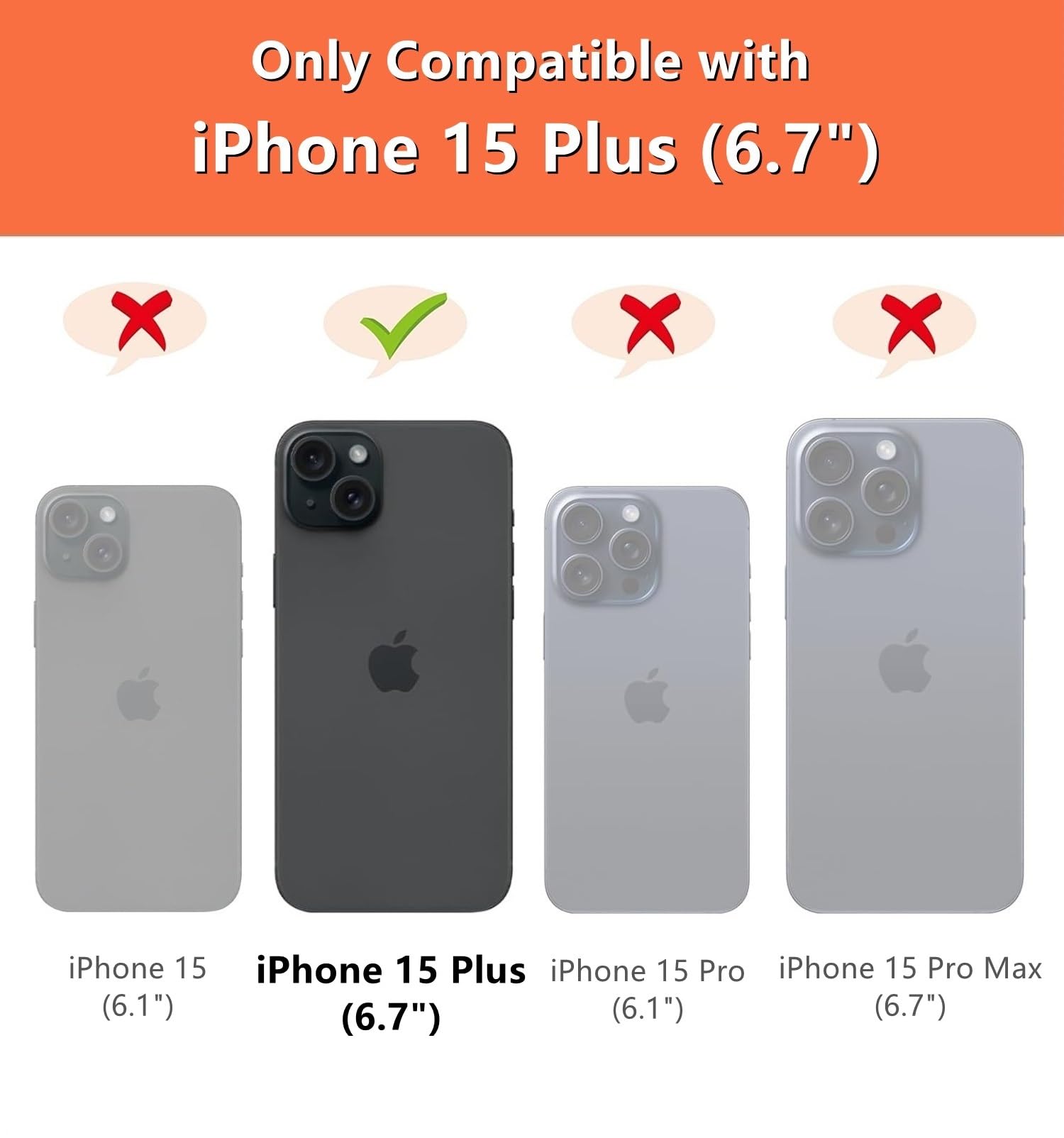 iCoverCase for iPhone 15 Plus Wallet Case, RFID Blocking Genuine Leather Magnetic Case with Wrist Strap and Card Slots Kickstand Feature Flip Cover Case 6.7 Inch (Orange)