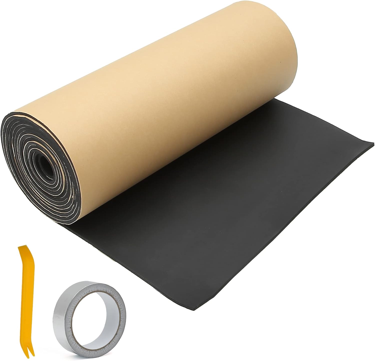 Kit de alfombrilla de amortiguación de sonido, 157 mil 0.157 in 18 pies cuadrados, almohadilla de aislamiento térmico universal para la puerta del