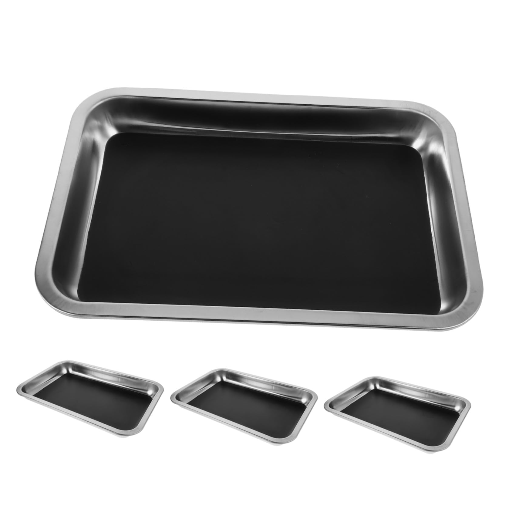 4 Pezzi Vassoio da Dissezione in Acciaio Inox, Set da 4, Argento