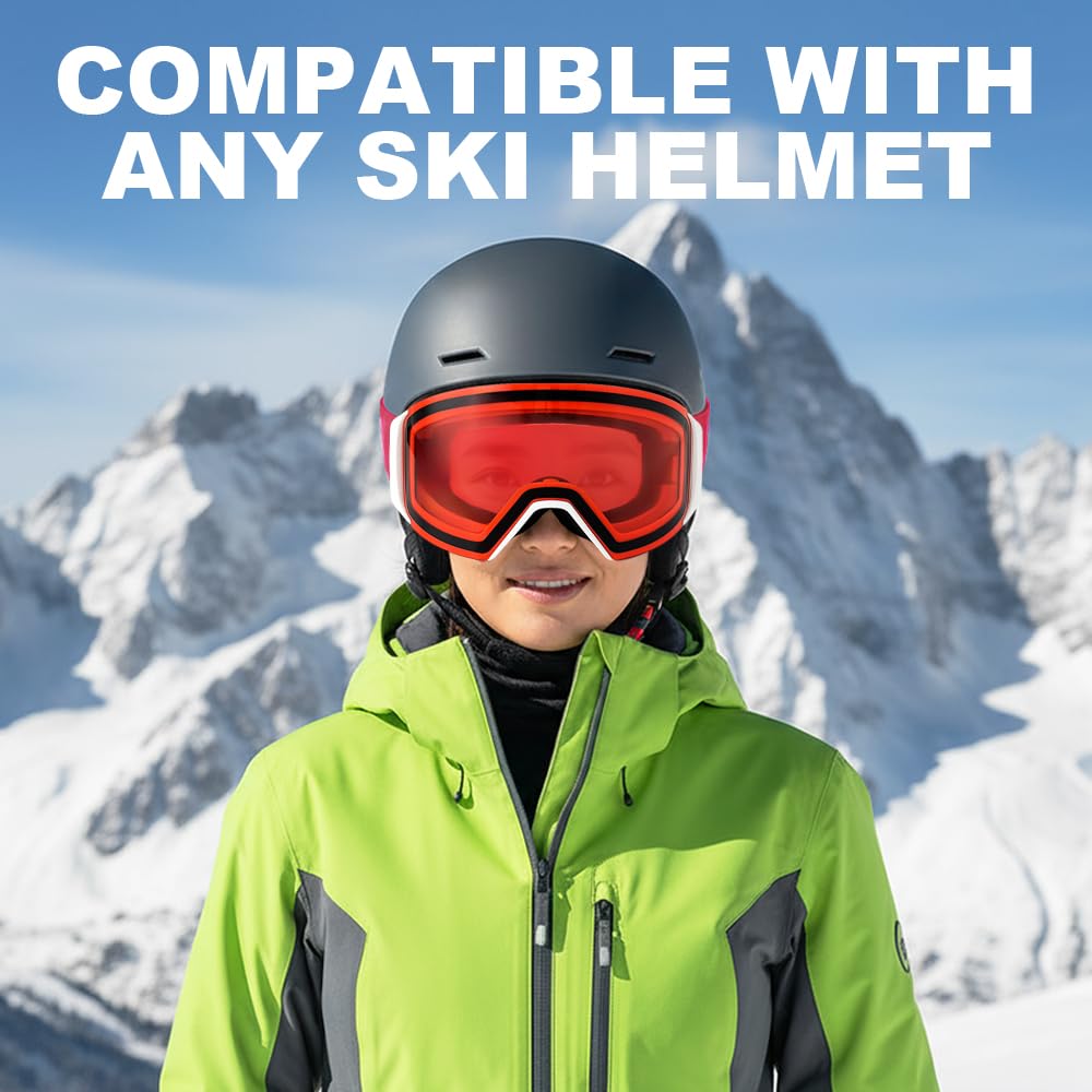 Occhiali da sci – Occhiali da snowboard OTG con anti-appannamento, sistema di cambio magnetico e protezione UV per motoslitte e skate