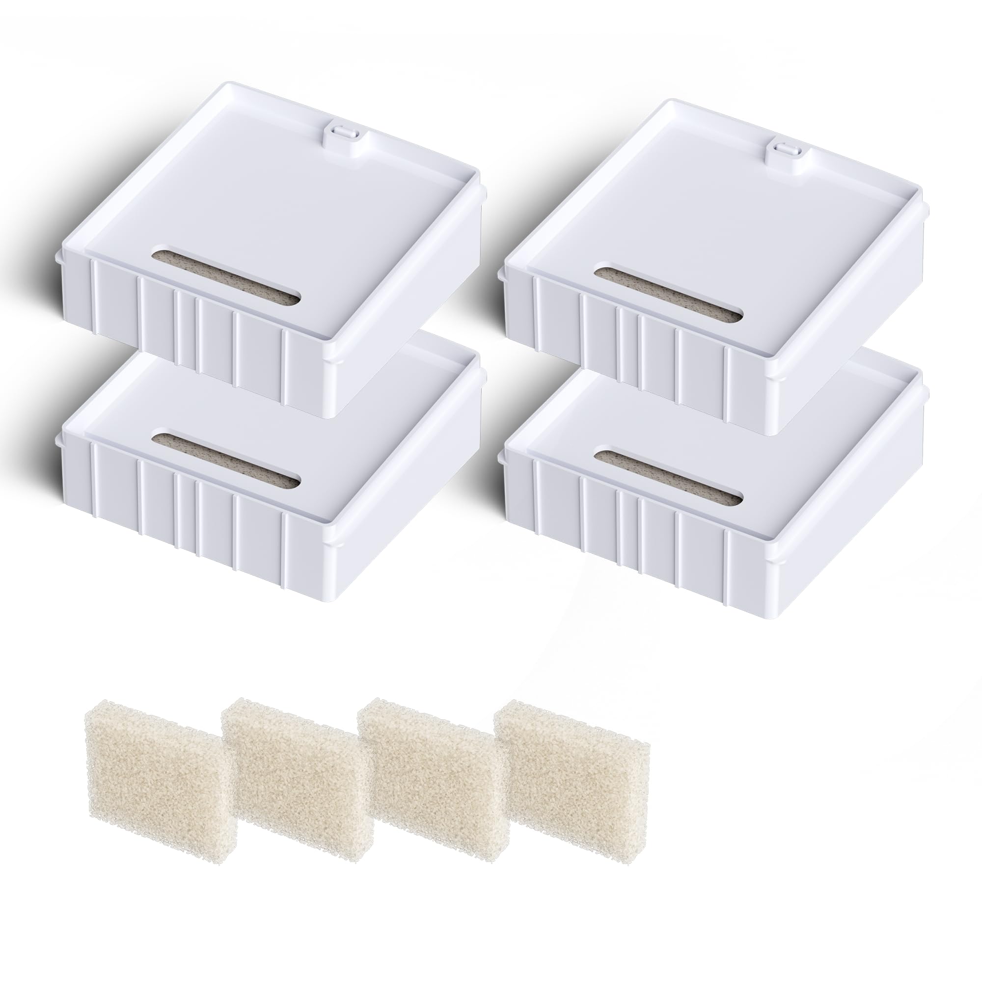 4 PCS Filters + 4 PCS Pump Spongs Replacement for HEAPETS P337 Pet Water Fountain 3L/101oz Cat Drinking Fountain Dog Water Dispenser,White