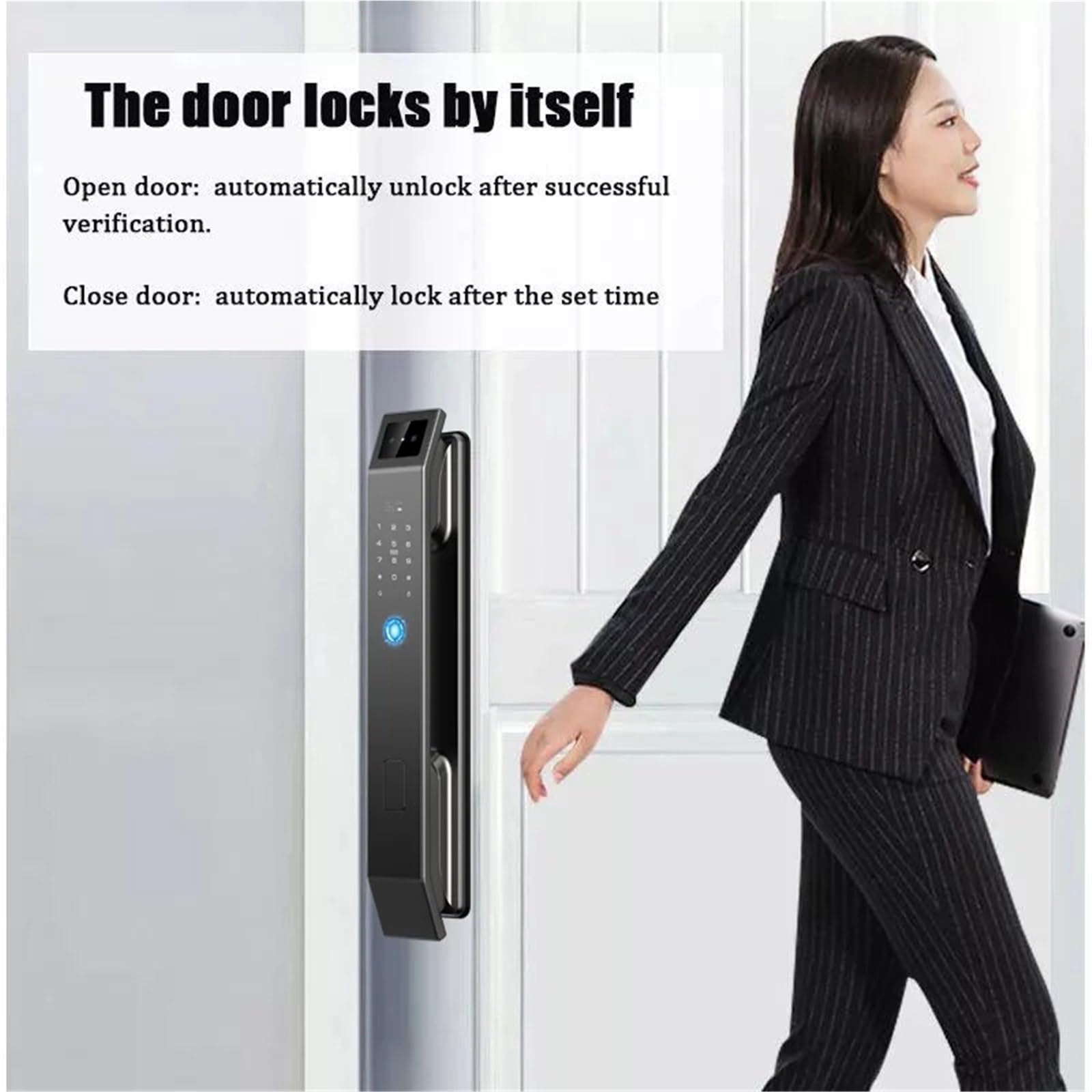 Smart Lock, Prosta wersja D14P 3D rozpoznawanie twarzy inteligentny zamek do drzwi Wishome kontrola aplikacji odcisk palca Passwod elektroniczny zamek do drzwi z kamerą(D14P 30280 SC S-H)