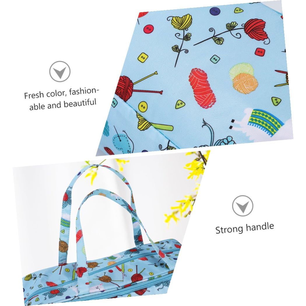 Borsa Accessori Uncinetto Tasche e Uso Domestico per Grande Capacità Oxford, Chiusura Cerniera Manico, Multi-scomparti Filati