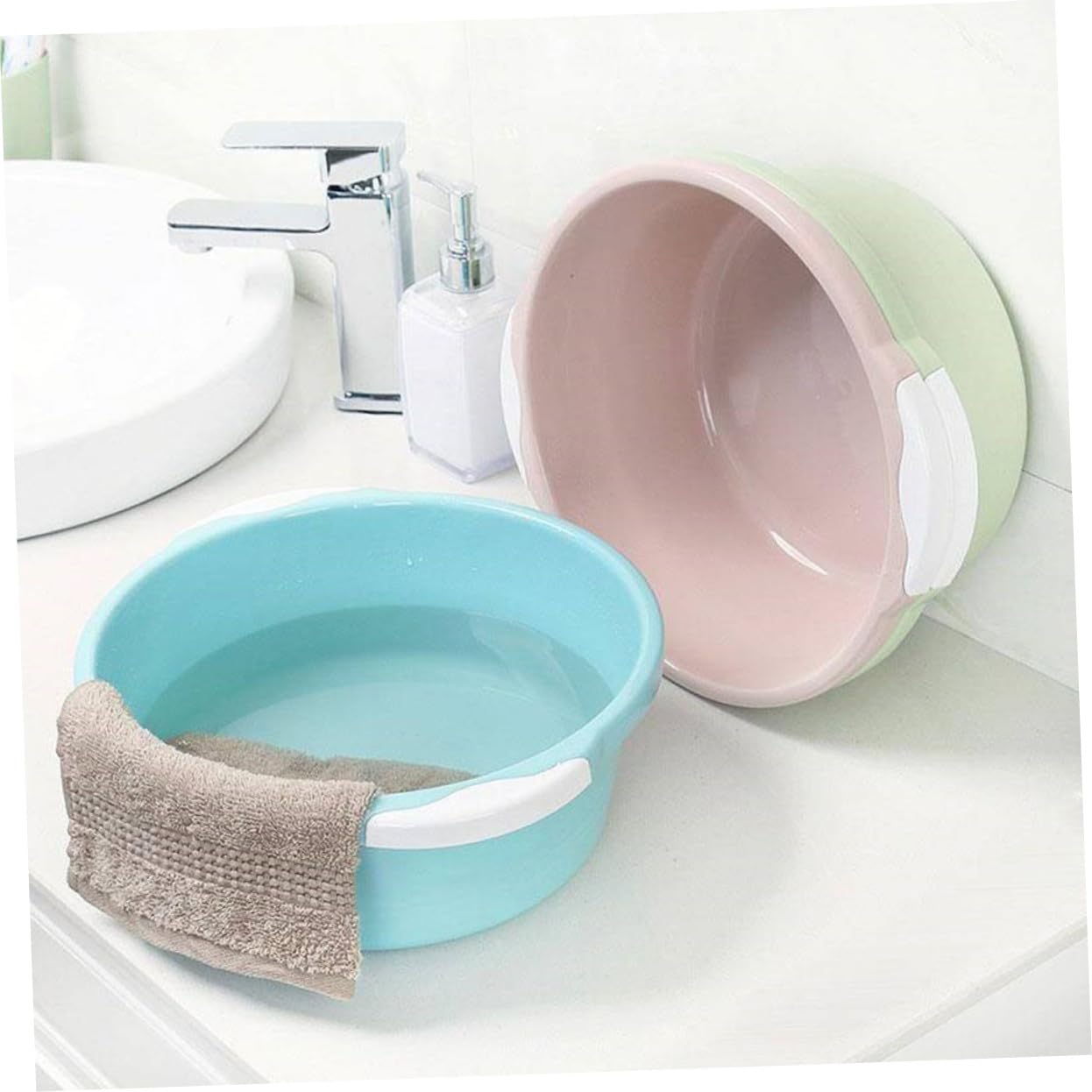 2 Pezzi Vaschetta i Piedi in Plastica Rosa Multifunzionale e Salubre per Bagno e Cucina Materiale Pp Resistente e Leggero