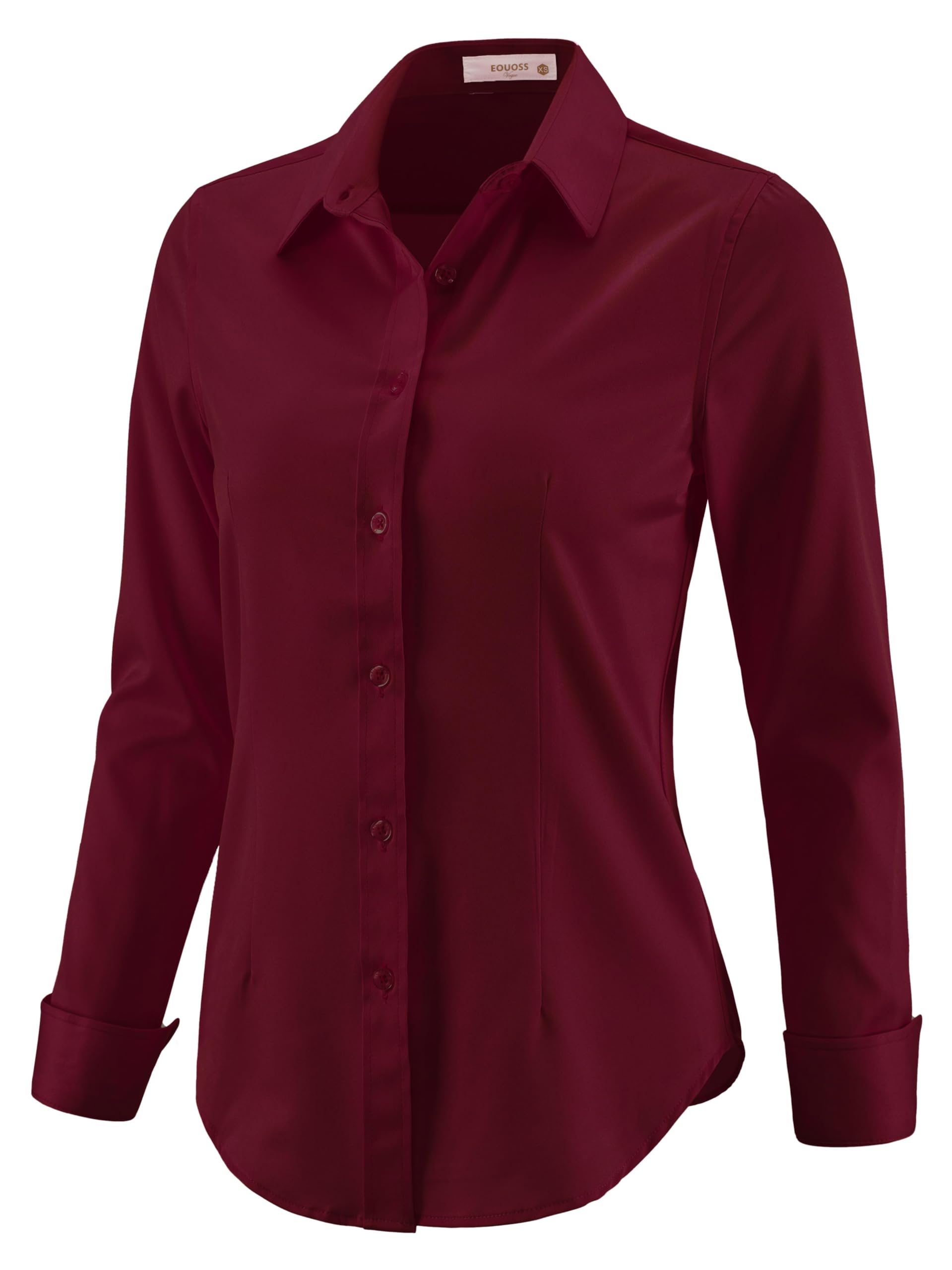 EOUOSS Button Down Shirts for Women Dress Shirts Long Sleeve Stretch Wrinkle Free Work Solid Casual Office Blouses Top
