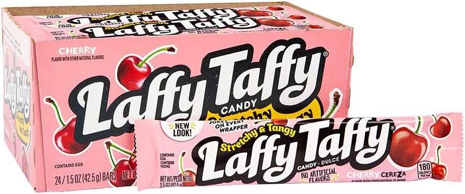 Laffy TaffyCherry Cereza, 1.5 Oz, 24 Count (SUGAR CANDY - REGULAR SIZE)