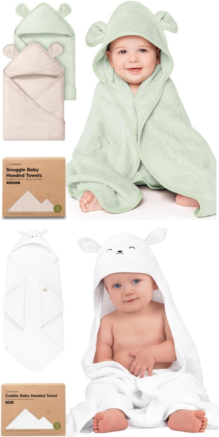 KeaBabies 2-Pack Hooded Baby Towels for Newborn and Baby Hooded Towel - 100% Soft and Absorbent for Newborns, Infant, Cute Bath Essentials for Kids, Gentle on Sensitive Skin