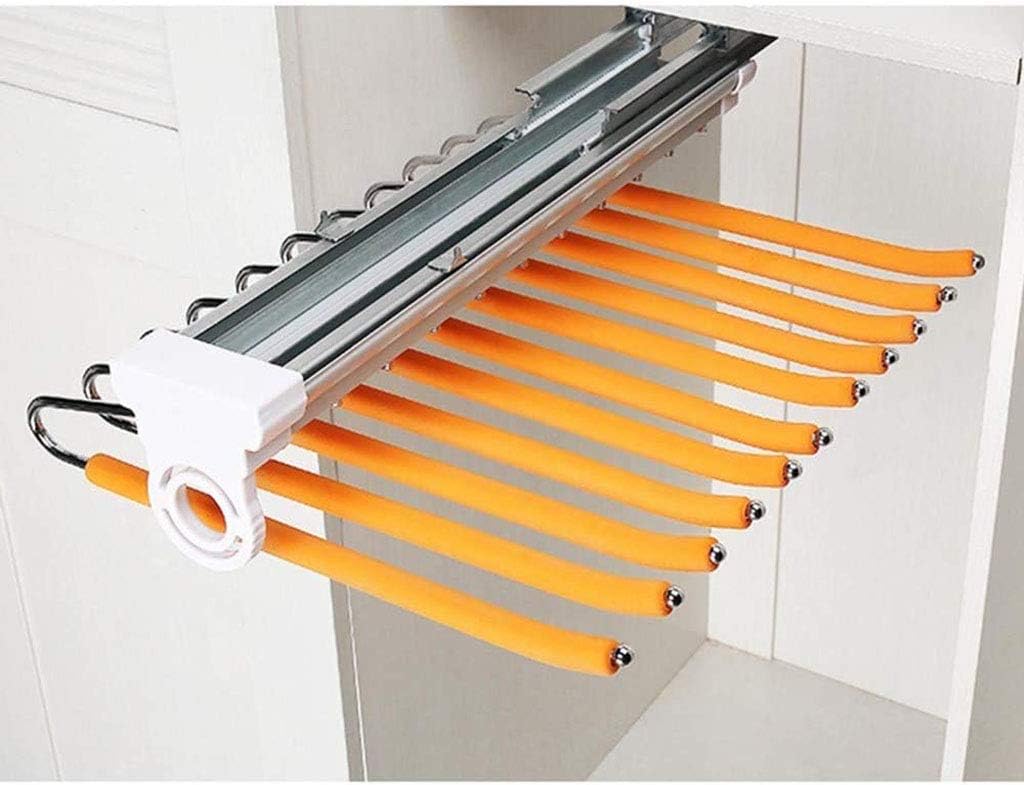 引き出し式パンツハンガー - 大人用ワードローブオーガナイザー用11バーズボンラック、省スペーストップインストールデザイン、ロッカー