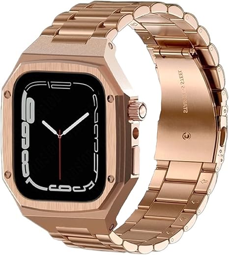 bedcy latest modification kit for apple watch 8 7 45mm 44mm band replace and upgrade%ef%bc%8cbezel case strap refit mod kit metal steel band for iwatc