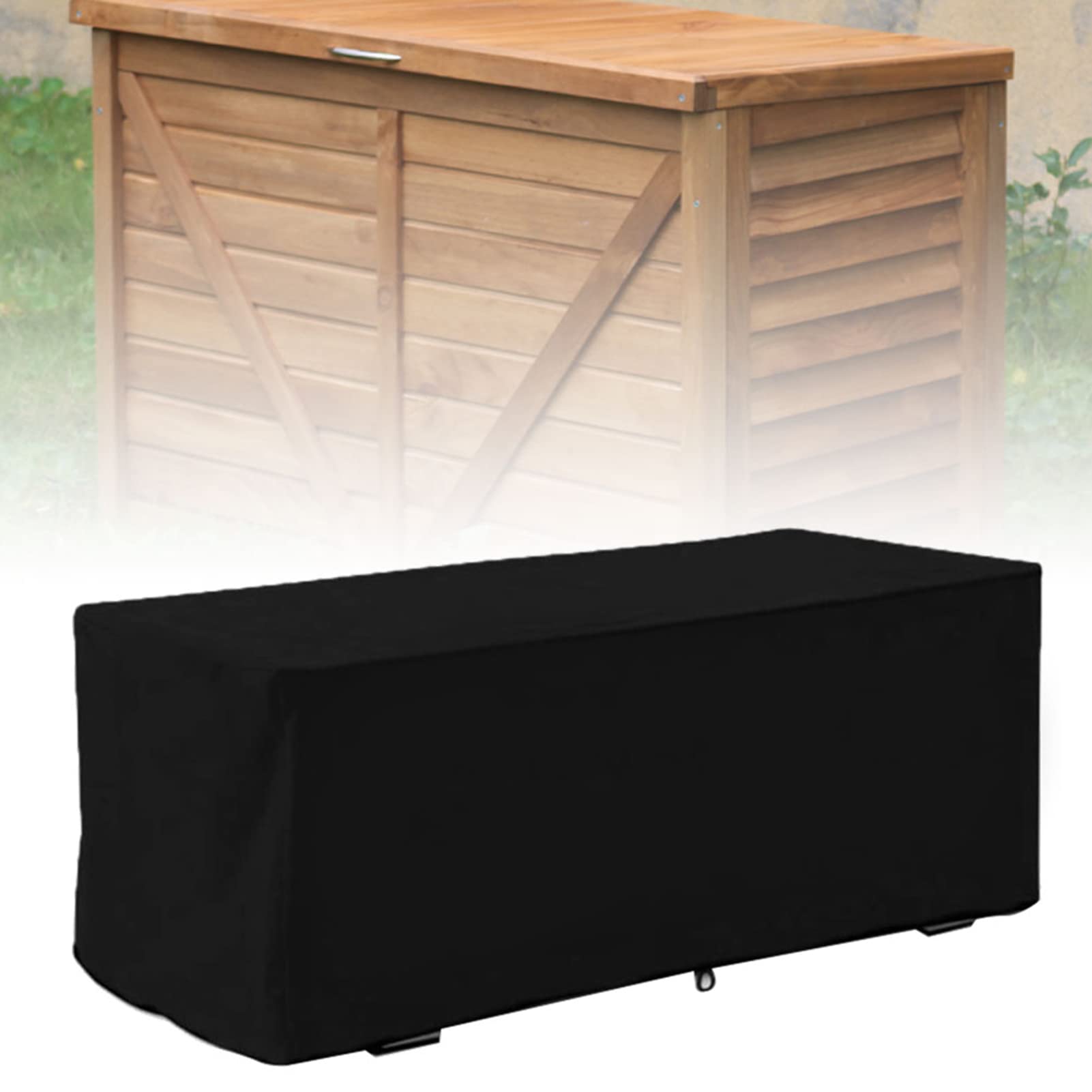Couverture de boîte de pont, Exterieur Jardin Rangement MAGT Patio Deck Box Couverture de jardin boîte de rangement Housse étanche pliable Oxford transpirant Tissu extérieur Housse 123x62x55cm (Noir)