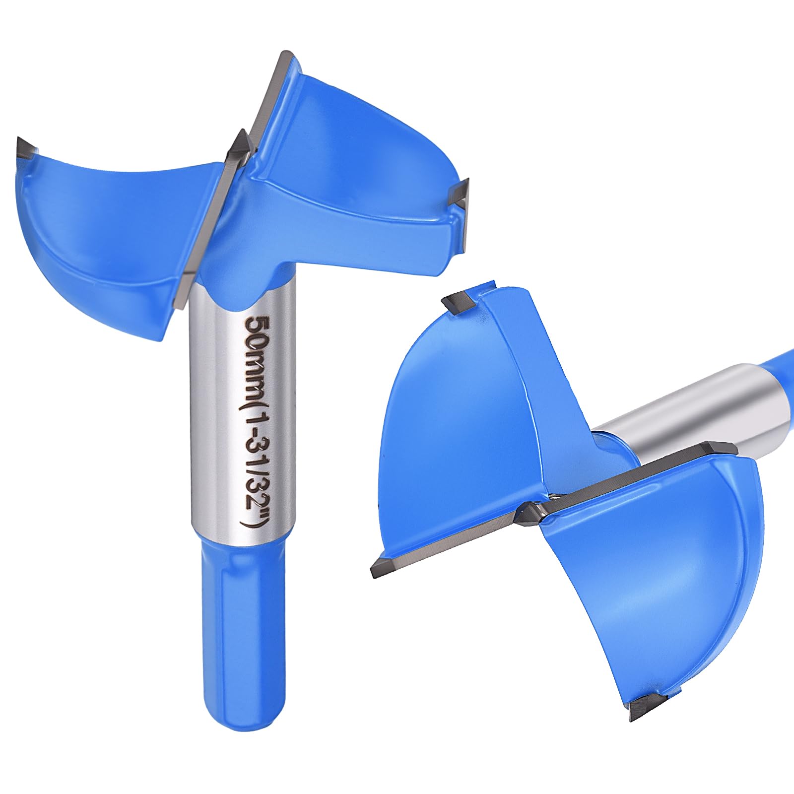 DTGN 50mm Forstner Drill Bit 1-31/32" - 1Pack - Good for Wood Plastic Plywood - 2 Flutes Tungsten Carbide Woodworking Hole Saw Cutter with Hex Shank - Blue — image 1