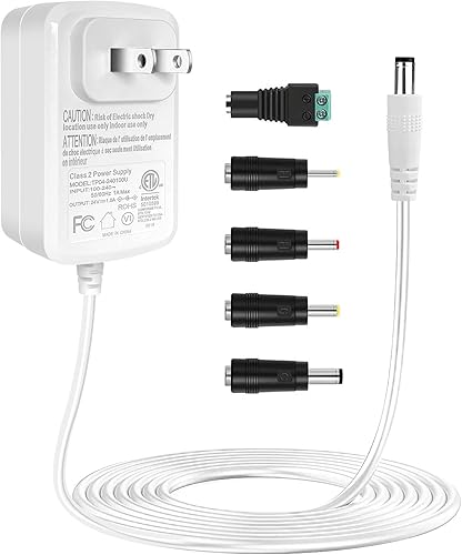 TKDY Cable de fuente de alimentación de 24 V 1 A, 24 Vdc Clase 2 24 W, adaptador de CA blanco, cargador de conmutación para 24 voltios, 1000 mA 500