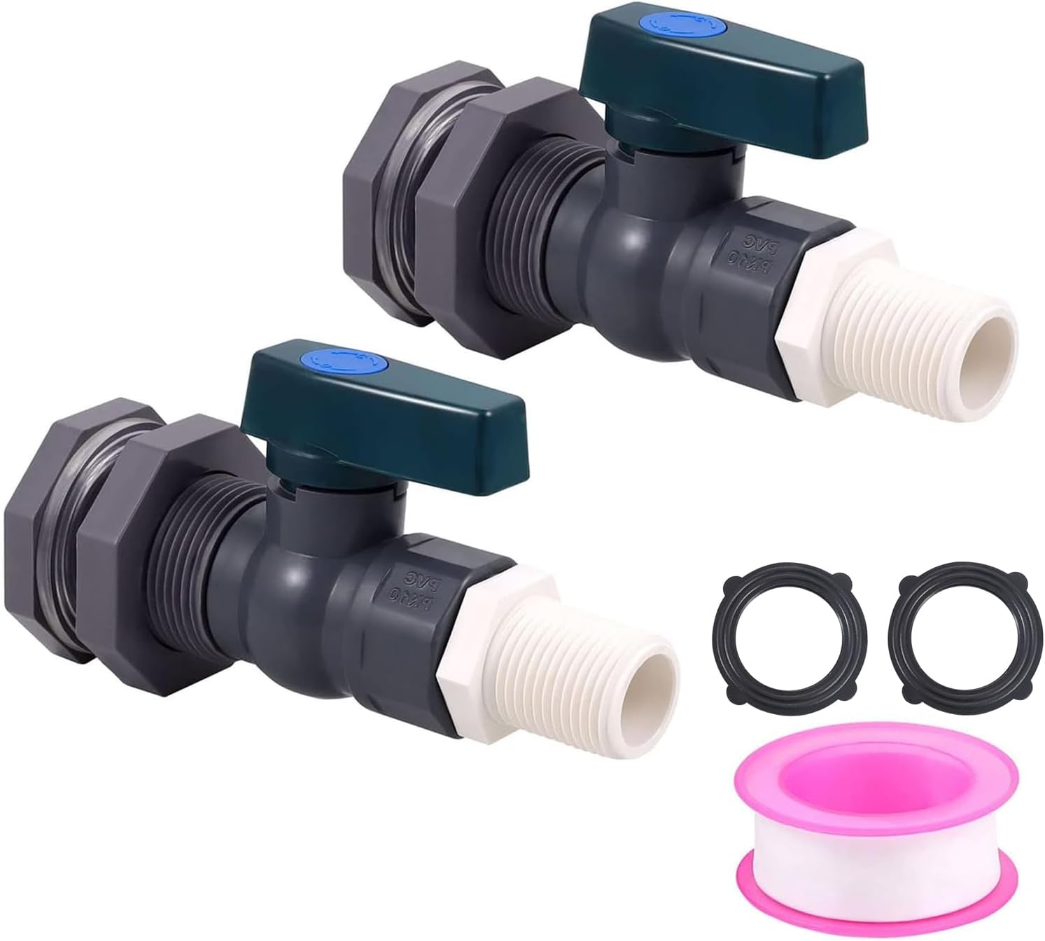 Enoch's Land 2 Pack PVC Rain Barrel Spigot Kit,3/4" Rain