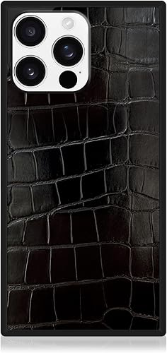 FLAUNT Official Square Protective Case - Compatible with iPhone 16 Pro Max - Compatible with MagSafe & Wireless Charging - Drop-Tested & Shockproof - (Black Crocodile)