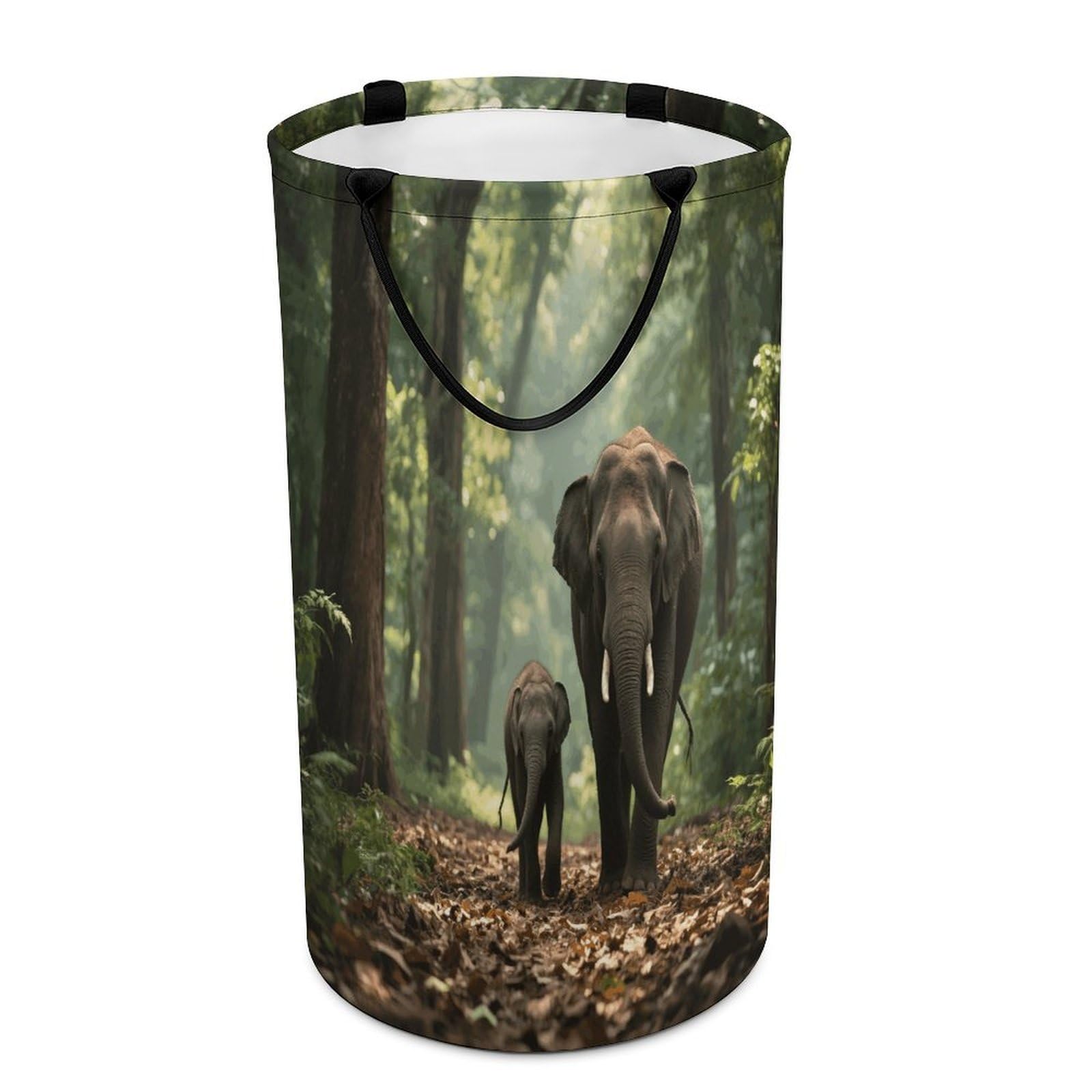 Elephants Laundry Basket with Handles Large Collapsible Laundry Bag Freestanding Waterproof Clothes Hamper Decor Storage of Dirty Clothe for Family Bathroom 86L